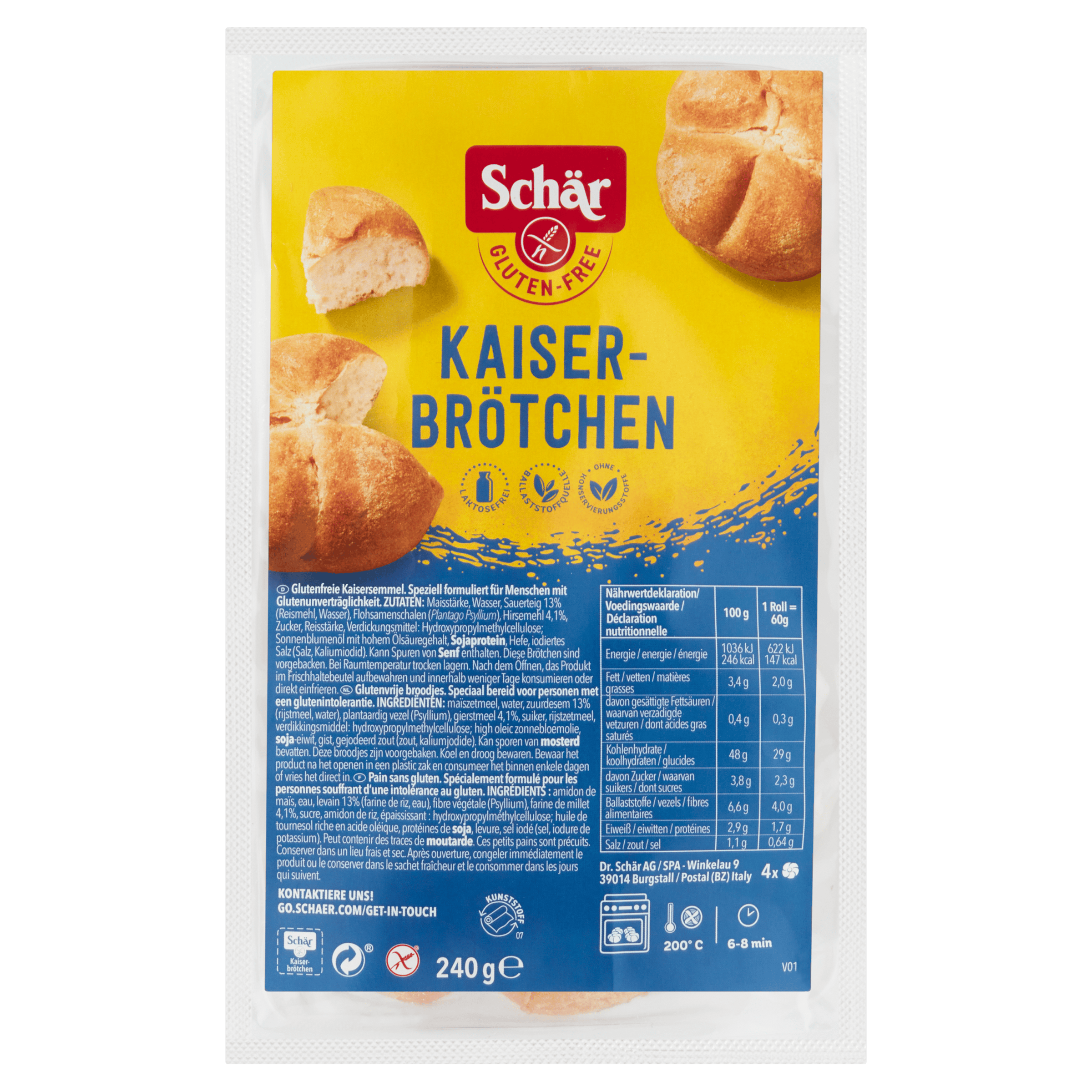 Schär KAISERBRÖTCHEN 240 g Stazak 240 g