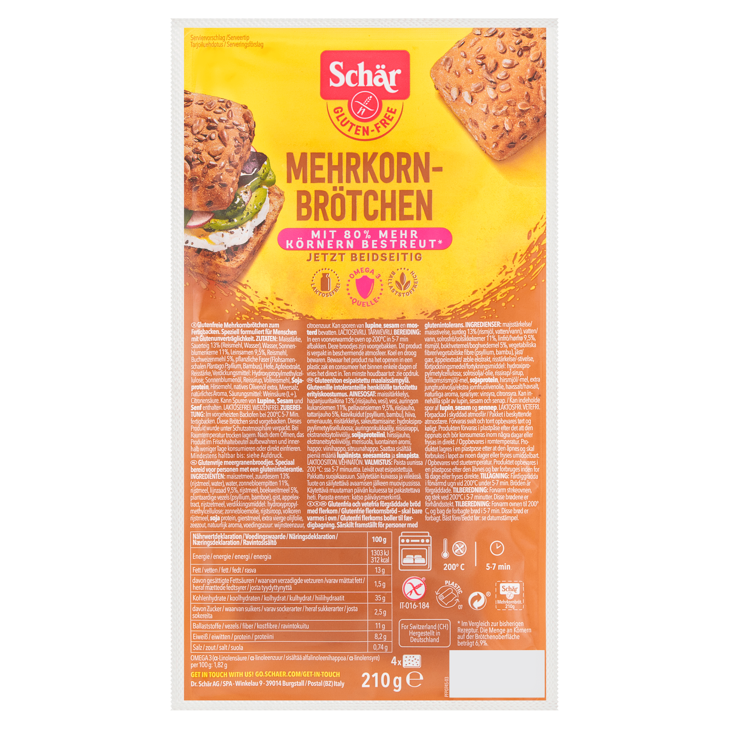 Schär Mehrkorn brotchen glutenvrij Krimp 210 g