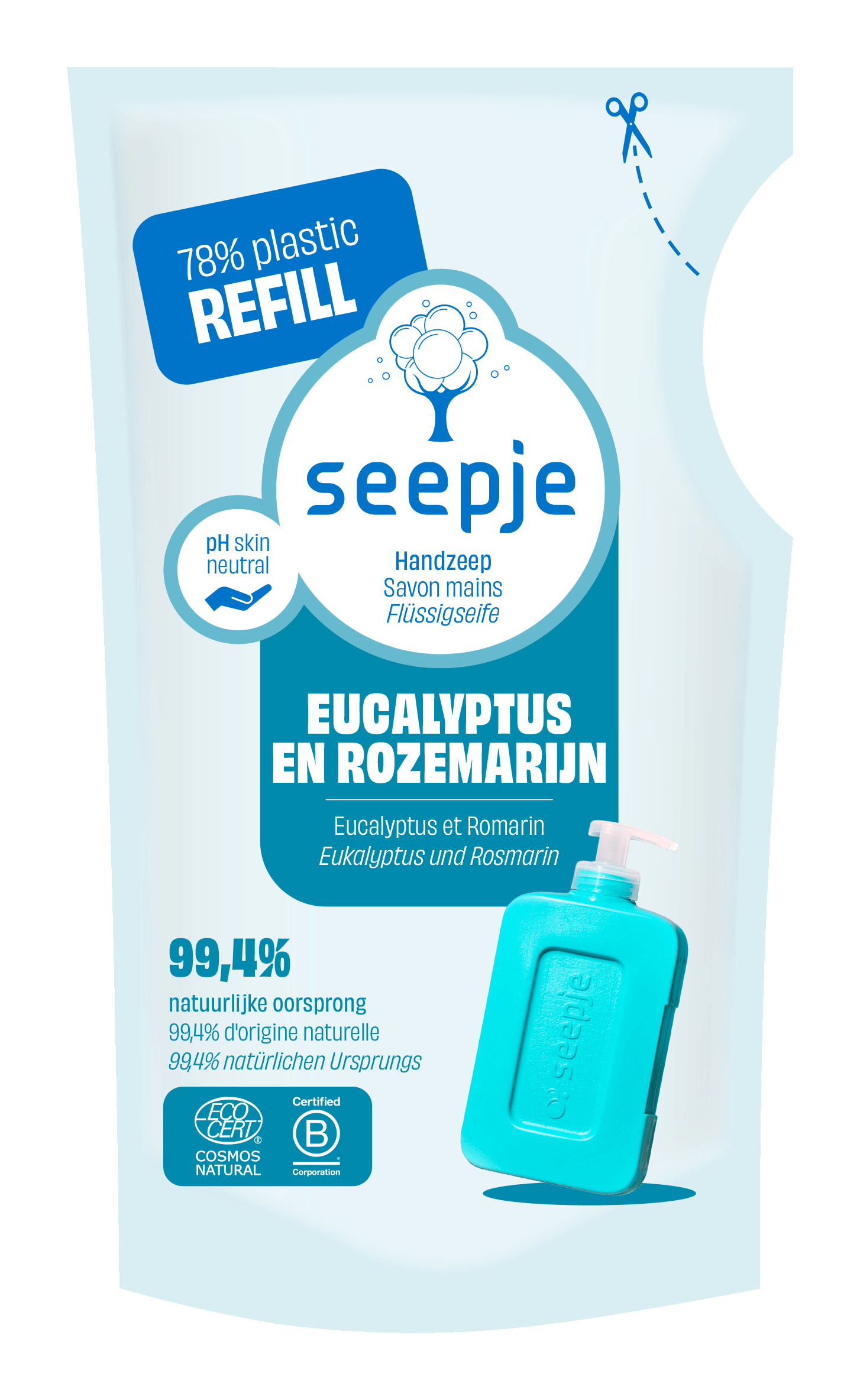 Seepje Handzeep Eucalyptu en Rozemarijn navul