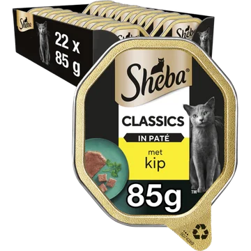 Sheba Kattenvoer Classic - Adult - Natvoer - Kip - kuipje 22 x 85 g