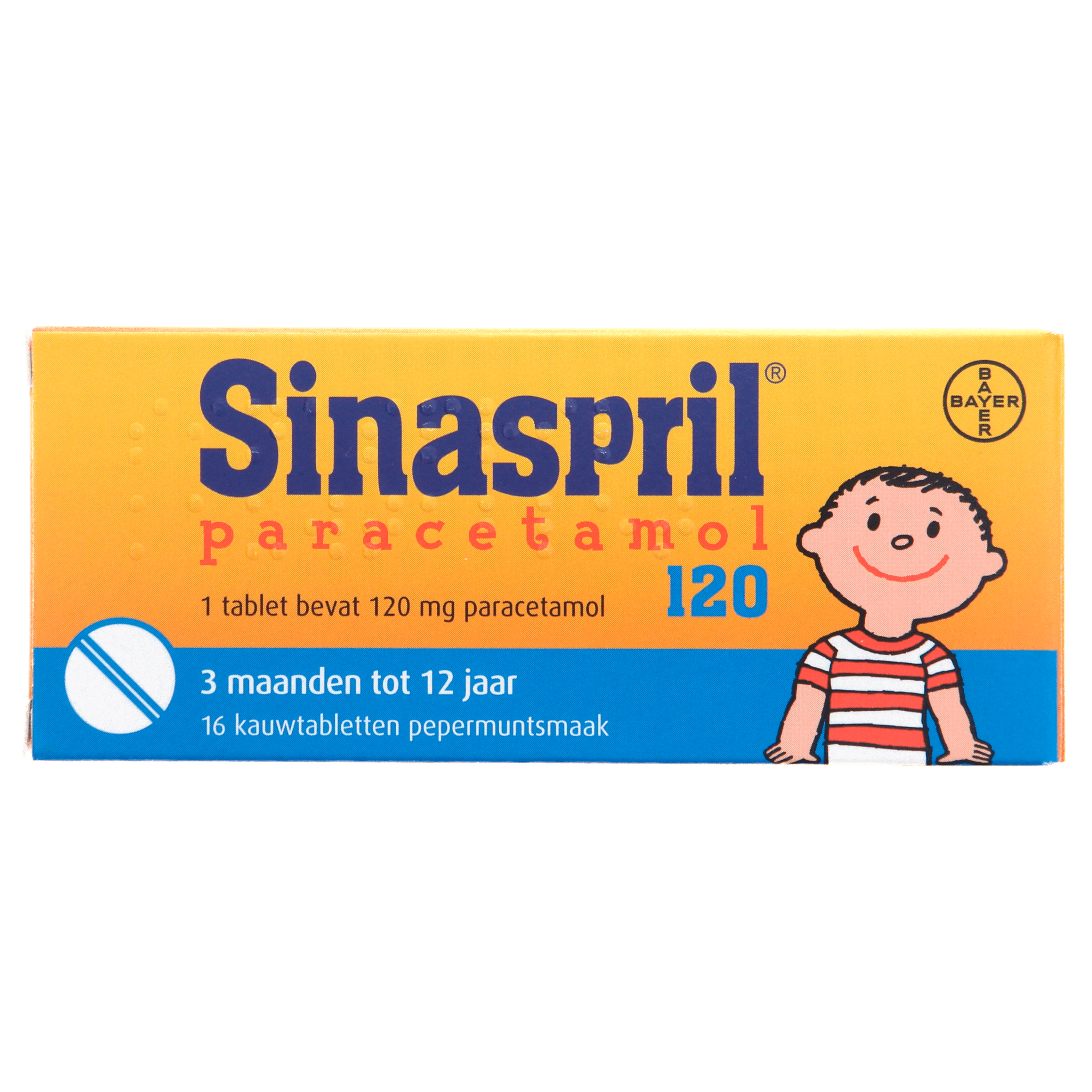 Sinaspril Paracetamol 120 16 kauwtabletten Doos 16 st