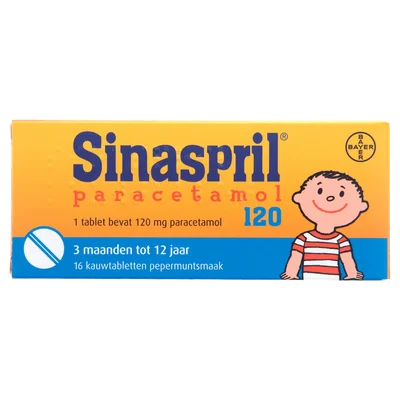 Sinaspril Paracetamol 120 16 kauwtabletten Doos 16 st