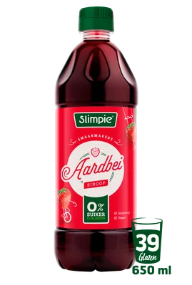 Slimpie Limonadesiroop aardbei Fles 650 ml