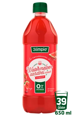 Slimpie Limonadesiroop watermeloen aardbei Fles 650 ml
