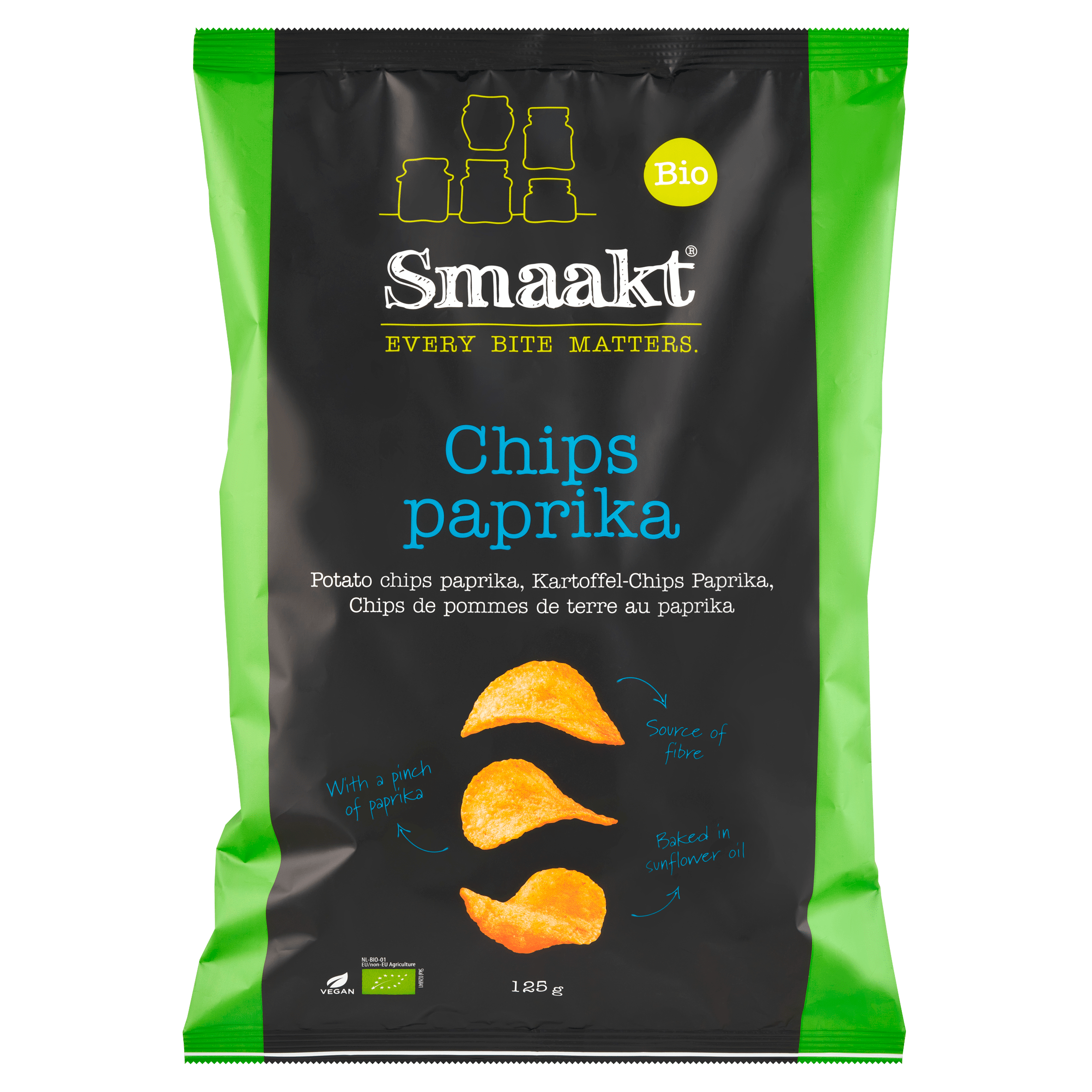 Smaakt Aardappelchips paprika bio Zak 125 g