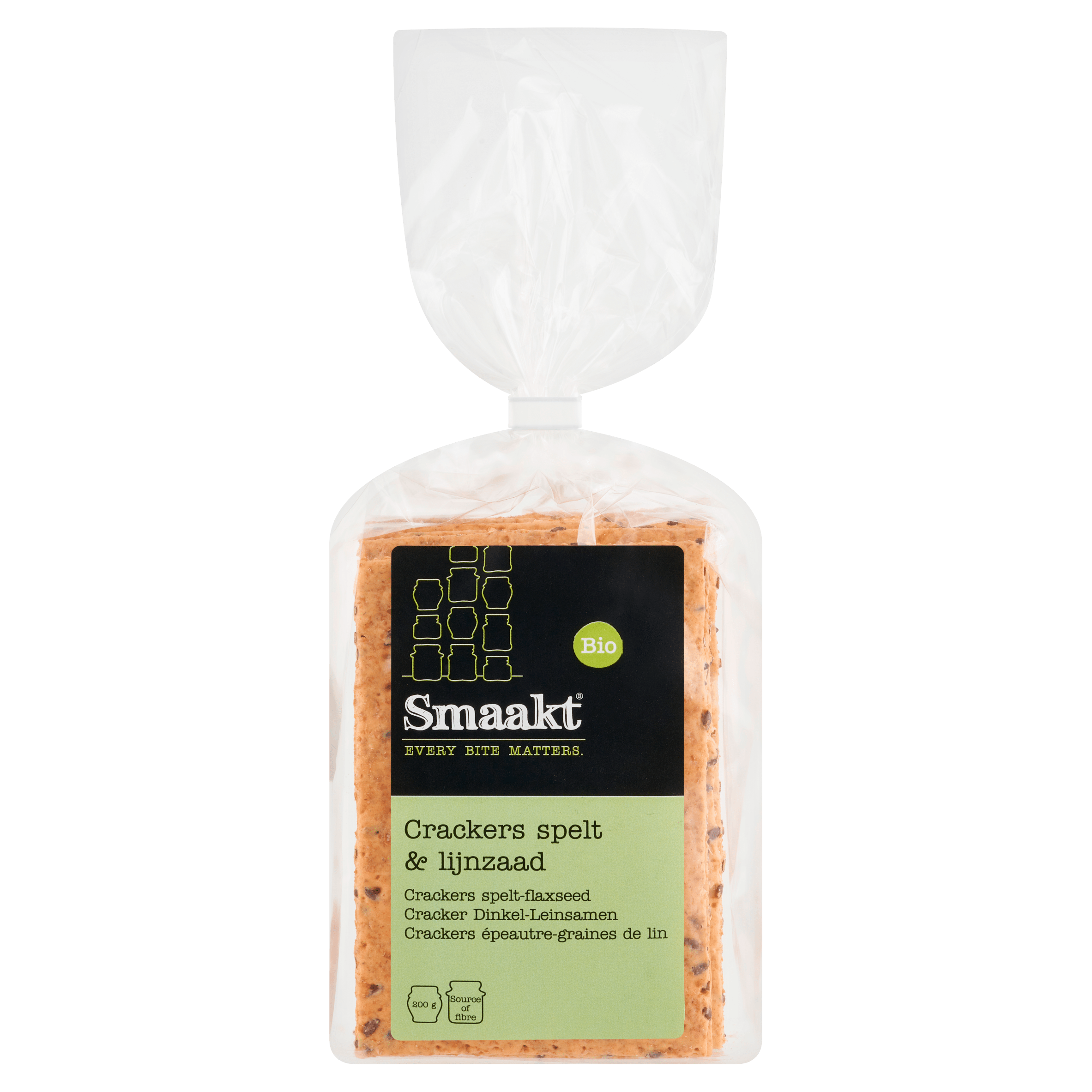 Smaakt Crackers spelt &amp; lijnzaad bio Zak 200 g