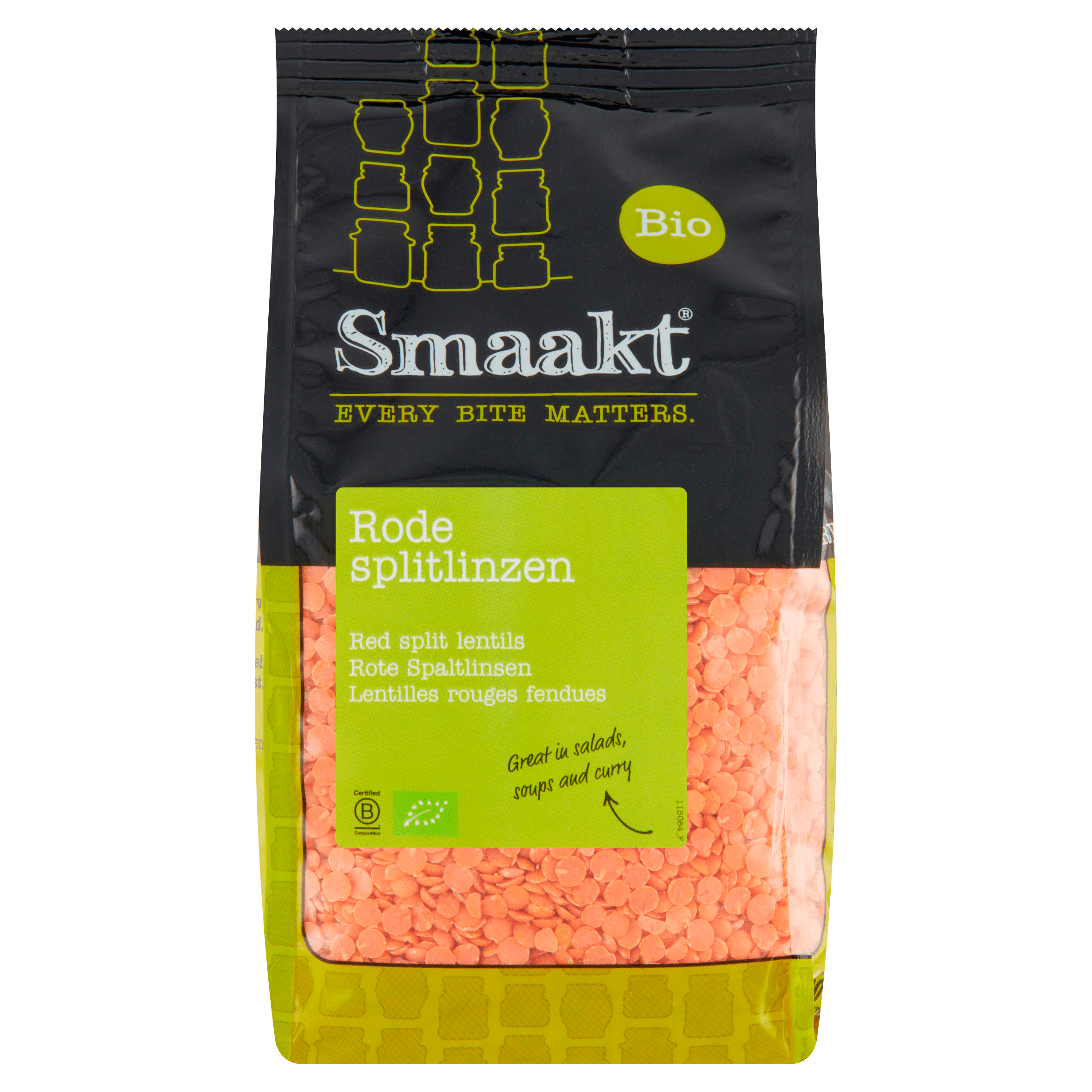 Smaakt Rode splitlinzen biologisch Zak 400 g