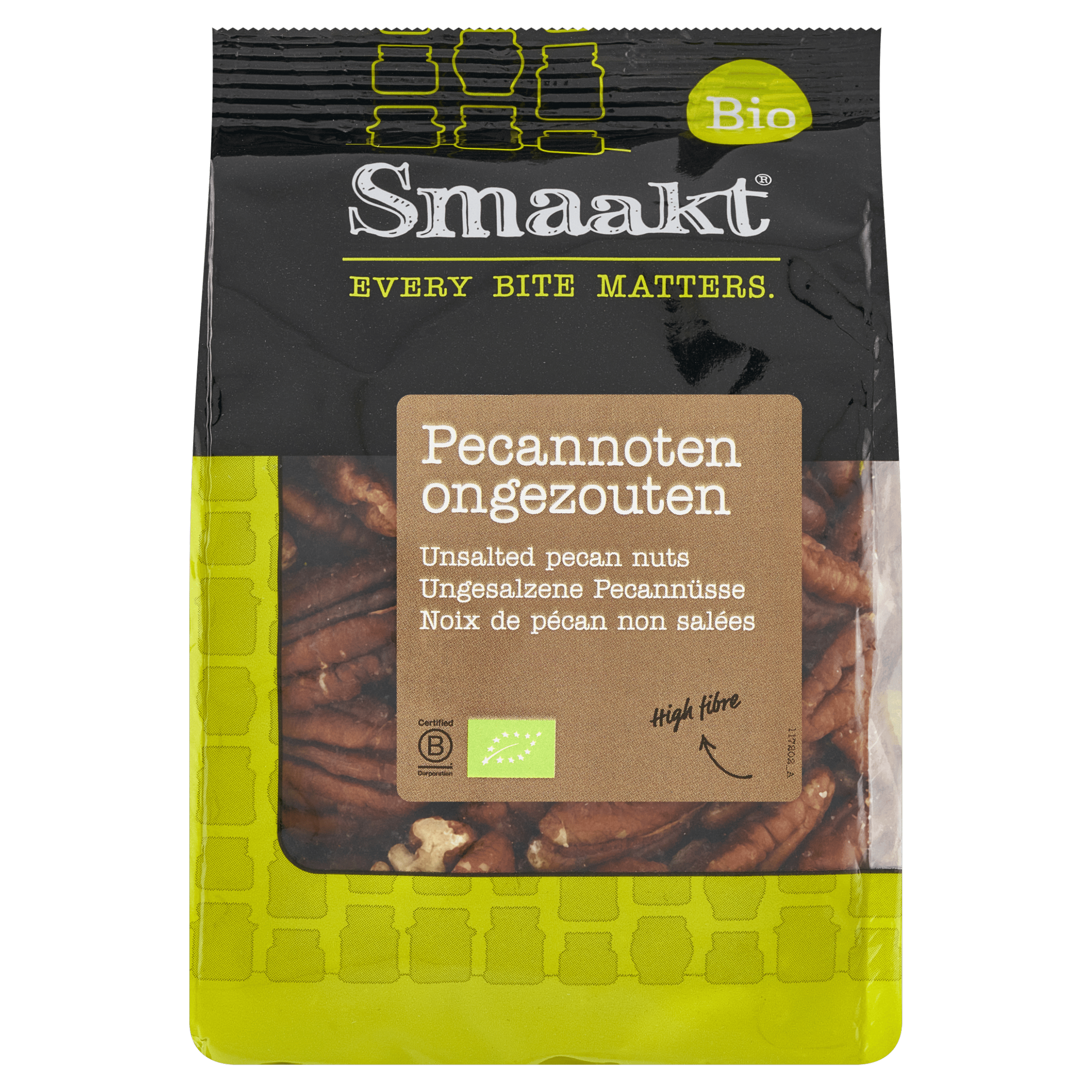 Smaakt Pecannoten ongezouten bio Zak 170 g