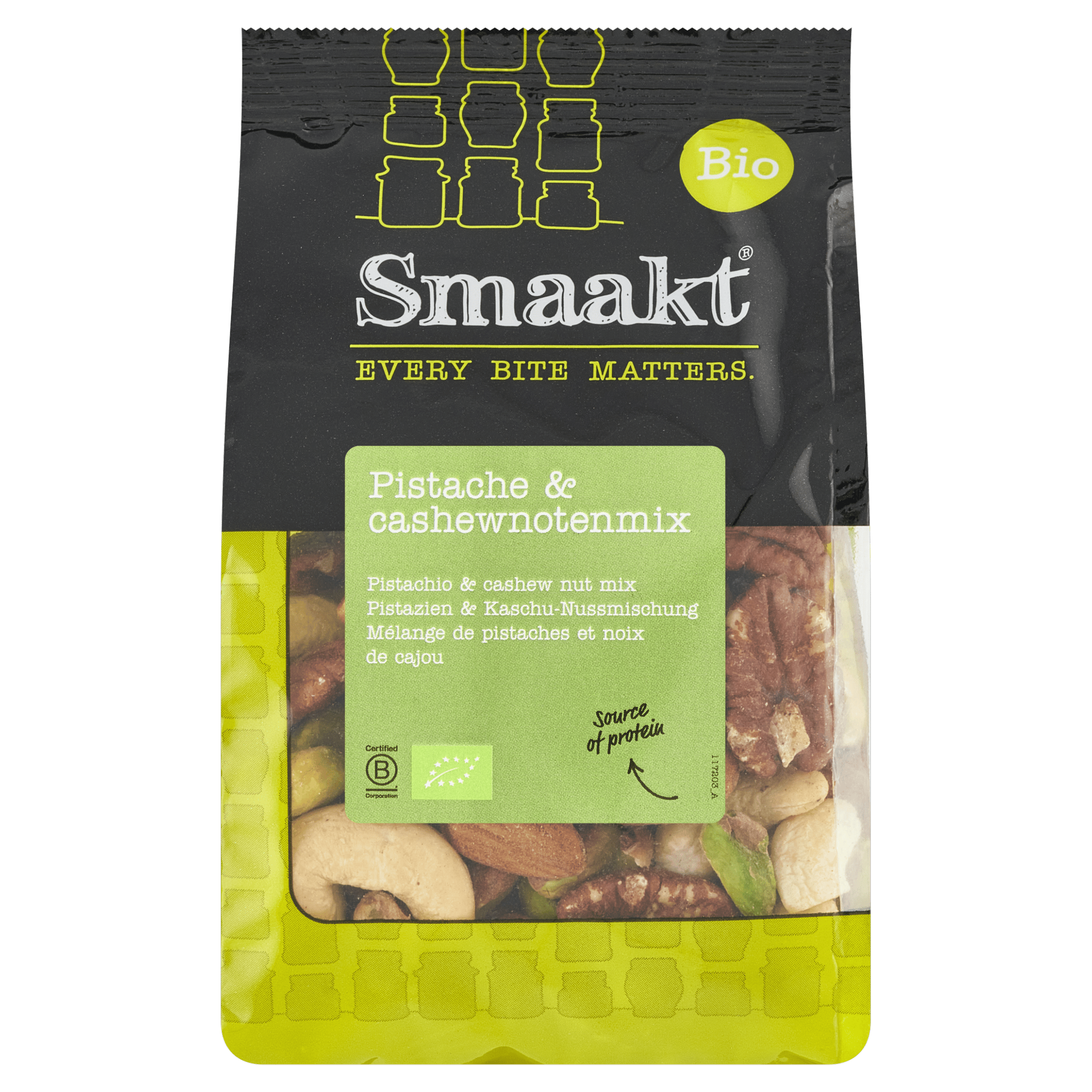 Smaakt Pistache-cashew notenmix bio Zak 170 g