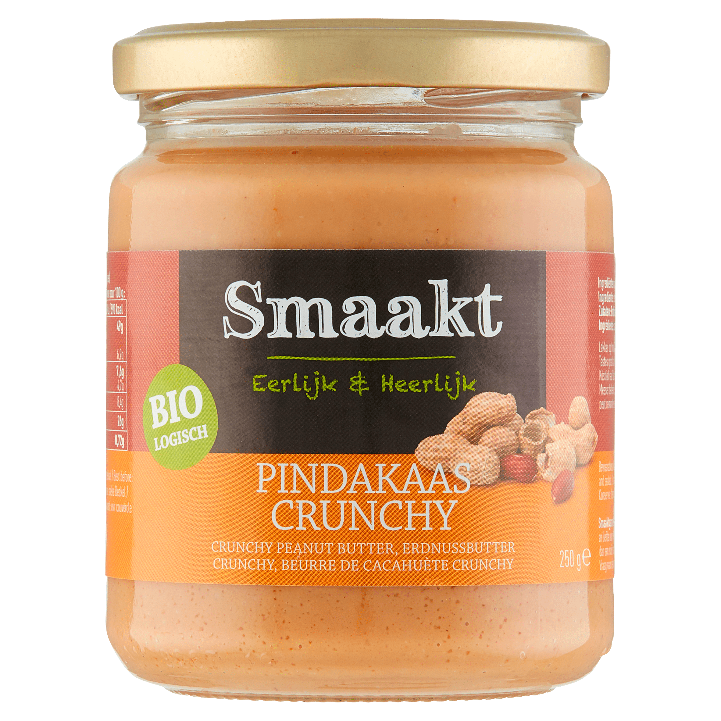 Smaakt Pindakaas crunchy biologisch Pot 250 g