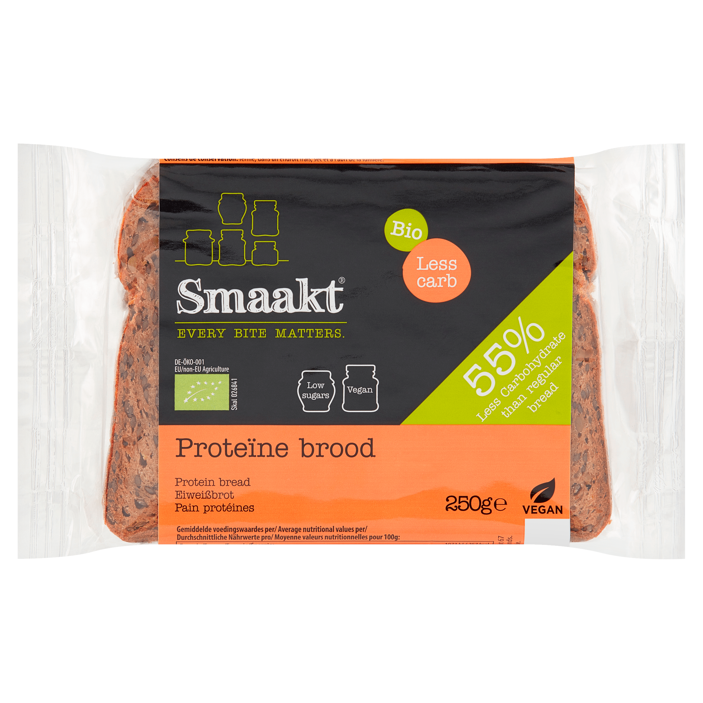 Smaakt Proteine brood less carb biologisch Zak 250 g