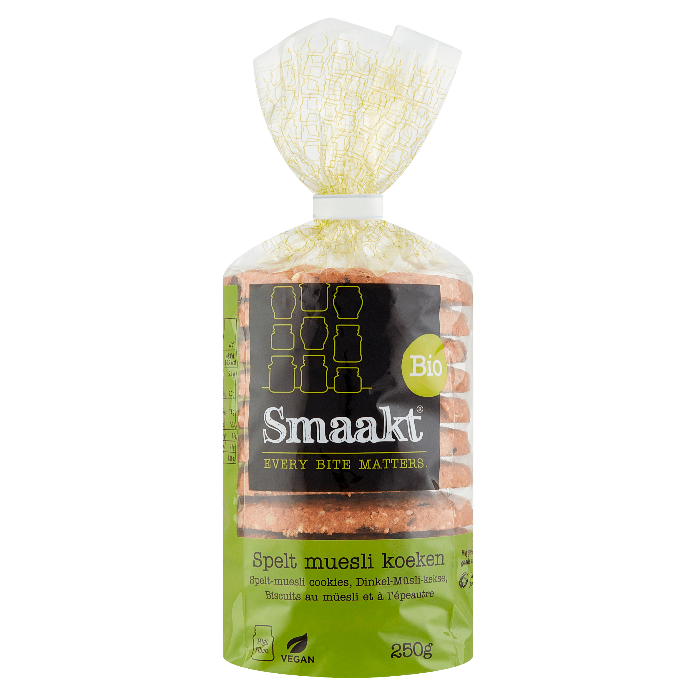 Smaakt Spelt mueslikoeken biologisch Zak 250 g