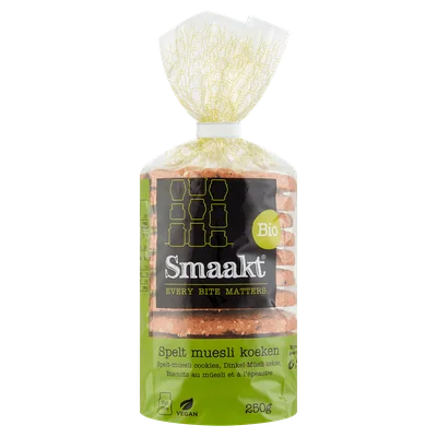 Smaakt Spelt mueslikoeken biologisch Zak 250 g