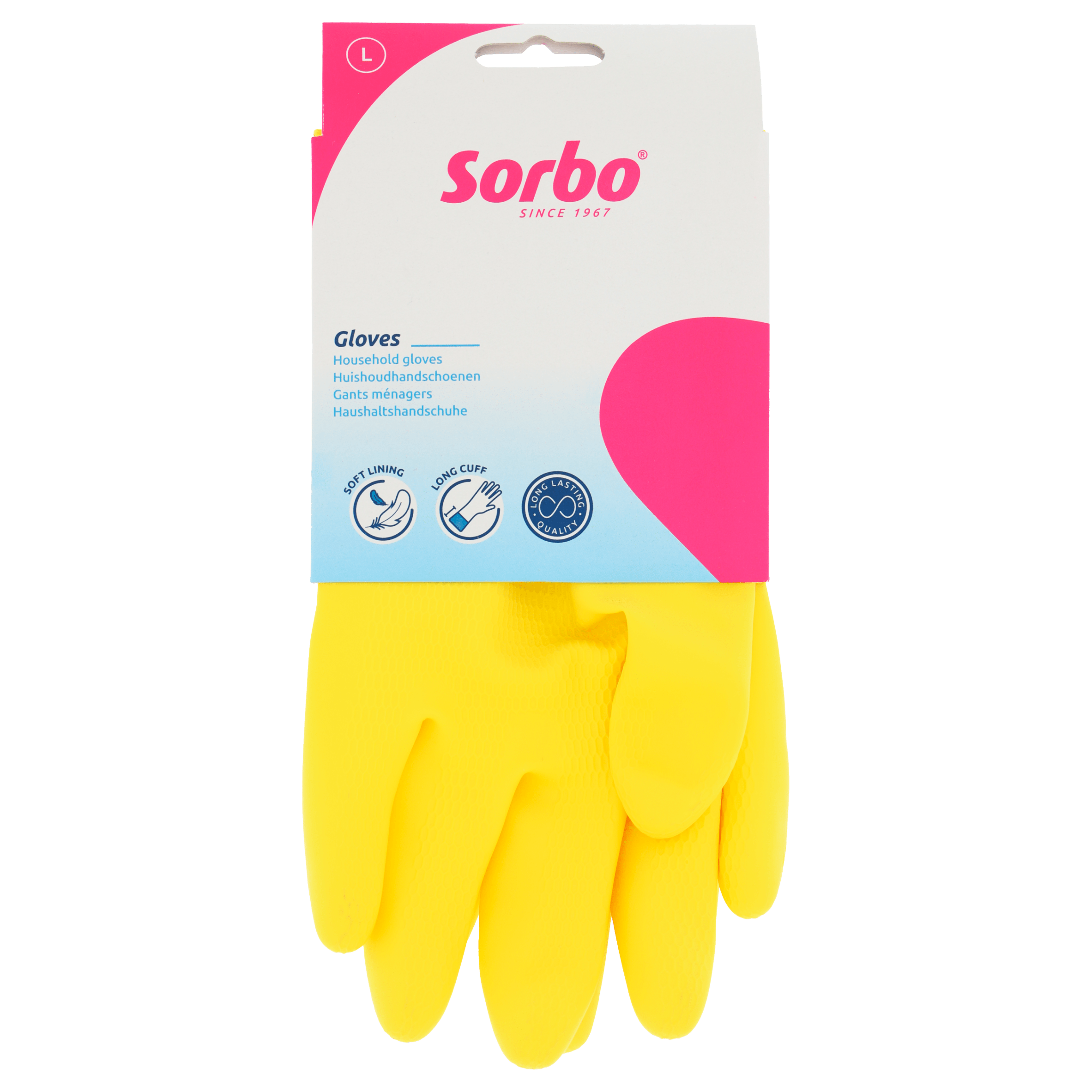 Sorbo Huishoudhandschoen geel L Kaart 93 g
