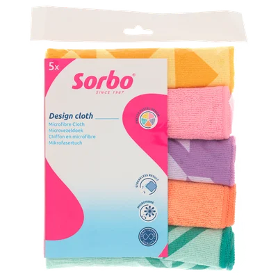 Sorbo Microvezeldoek Pastel Prints 40X40Cm Zak 5 St