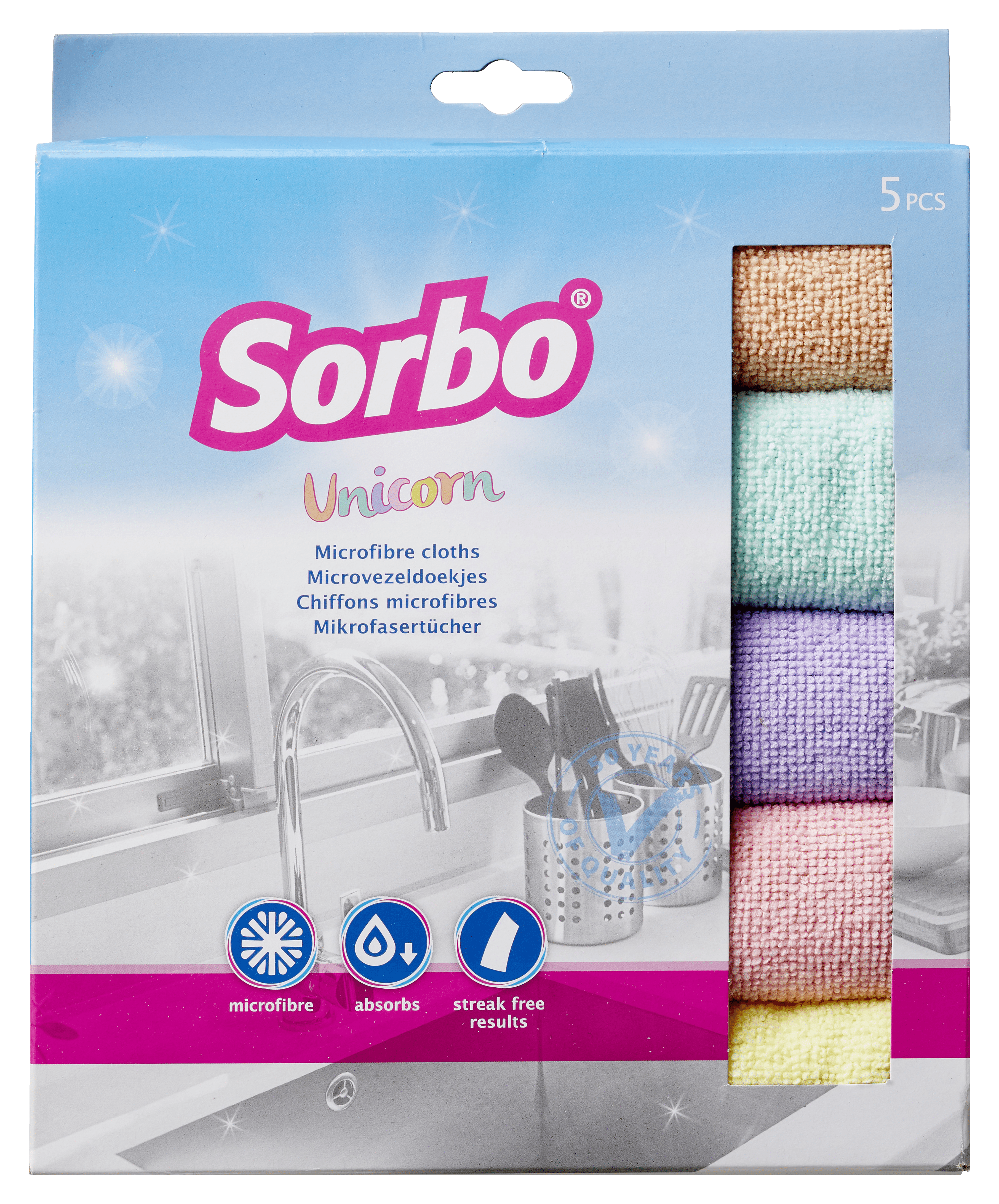 Sorbo Microvezeldoekjes Unicorn 40x40cm Doos 5 st