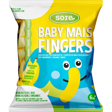 Sore Baby Mais Fingers Bananen Smaak 6m+ 35 g