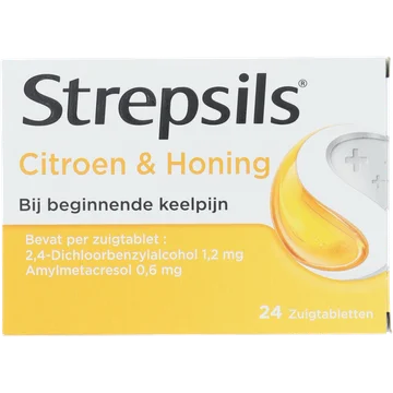 Strepsils Citroen / Honing zuigtabletten bij keelpijn, 24 stuks