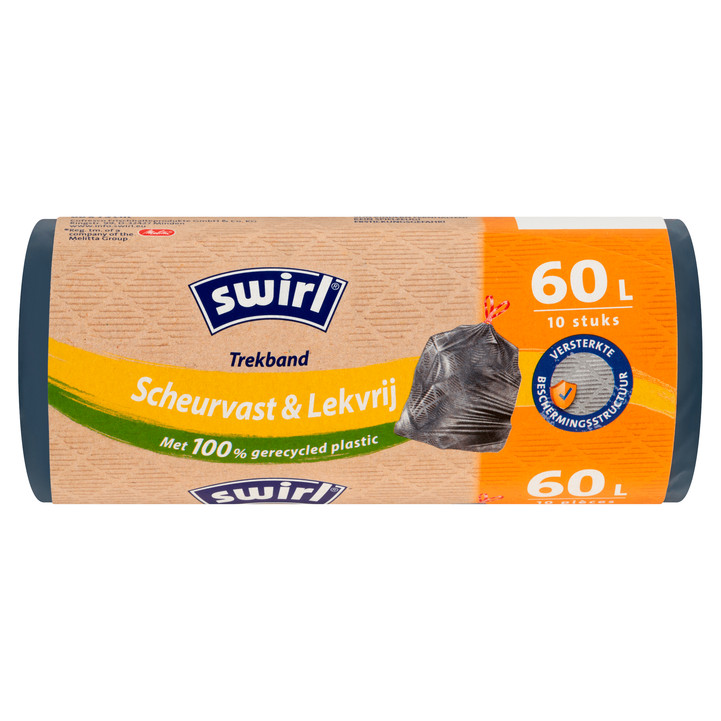 Swirl Vuilniszakken Trekband Grijs 60L Wikkel 10 st