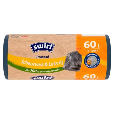 Swirl Vuilniszakken Trekband Grijs 60L Wikkel 10 st