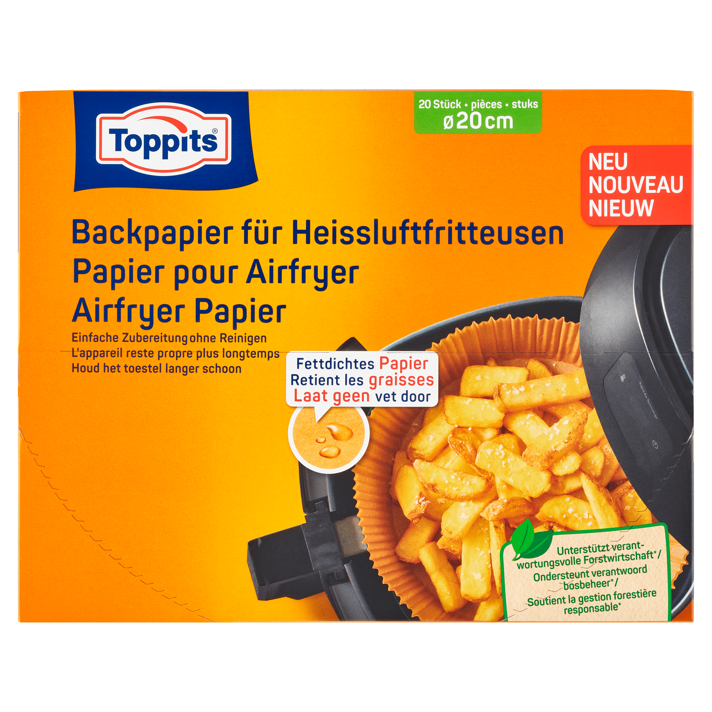 Toppits Bakvellen Airfryer 20cm Doos 20 st
