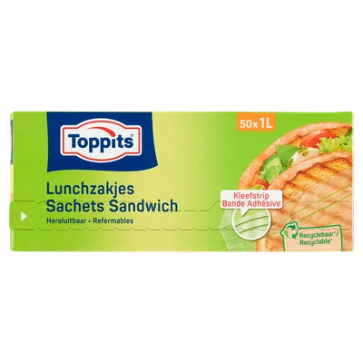 Toppits Lunchzakjes Hersluitbaar 1L Doos 50 st