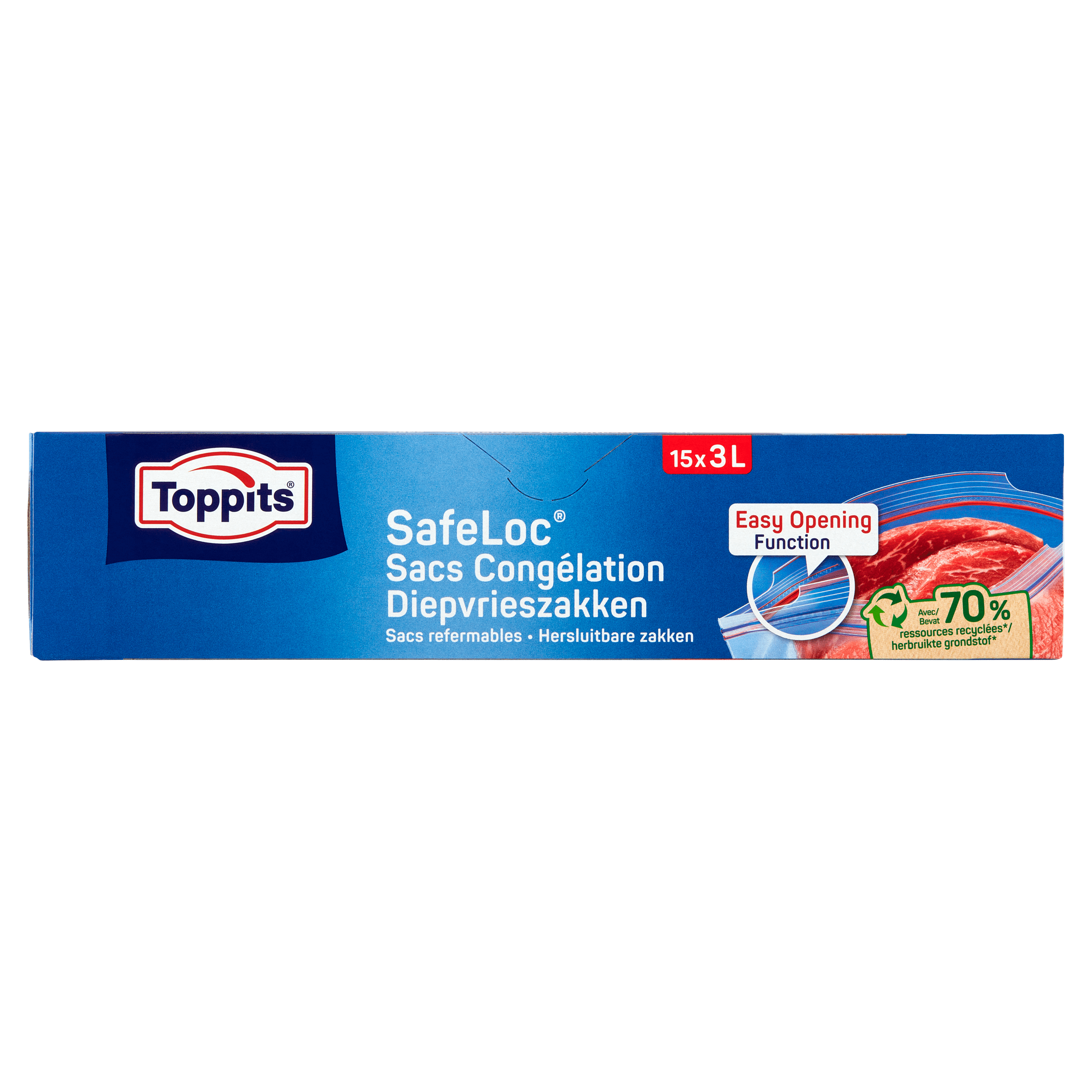 Toppits Safeloc Zip Diepvrieszakken 3L Doos 15 st