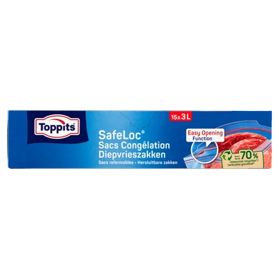 Toppits Safeloc Zip Diepvrieszakken 3L Doos 15 st