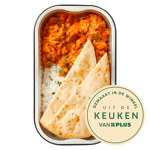 Uit de keuken van Butter chicken met rijst en naanbrood 450 gram