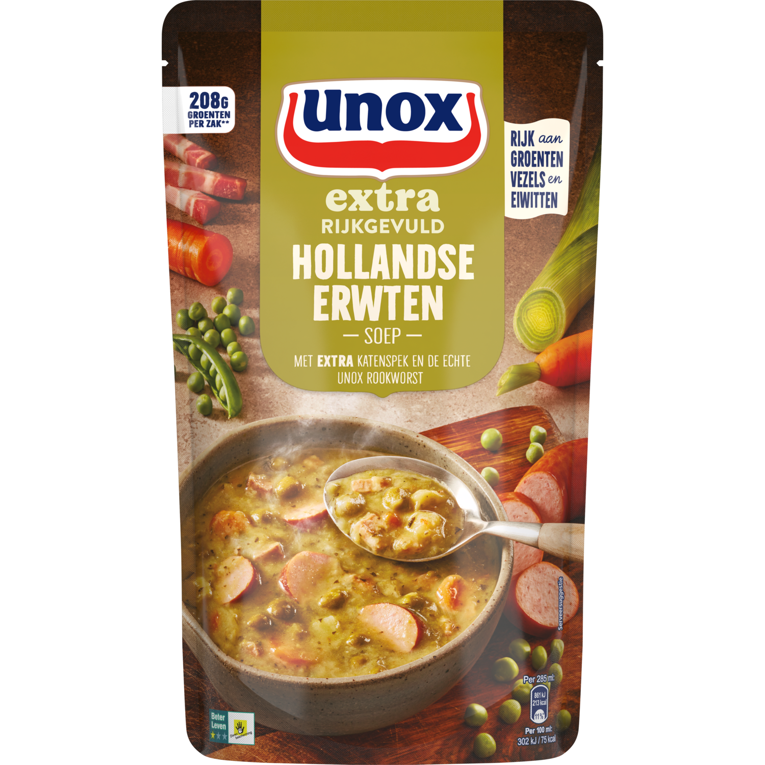 Unox Extra Rijkgevuld Soep In Zak Hollandse Erwten 570 ml