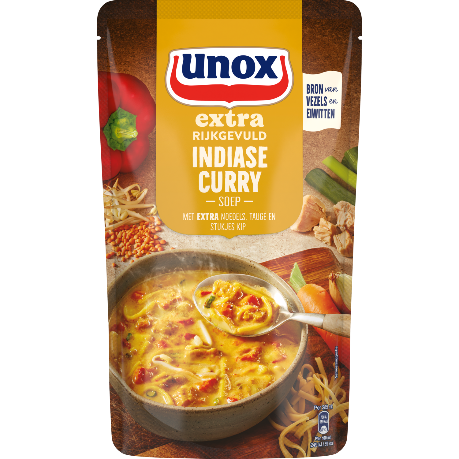 Unox Extra Rijkgevuld Soep In Zak Indiase Curry 570 ml