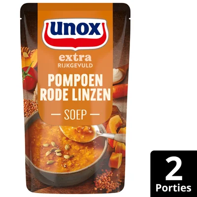 Unox Soep in zak pompoensoep wortel linzen