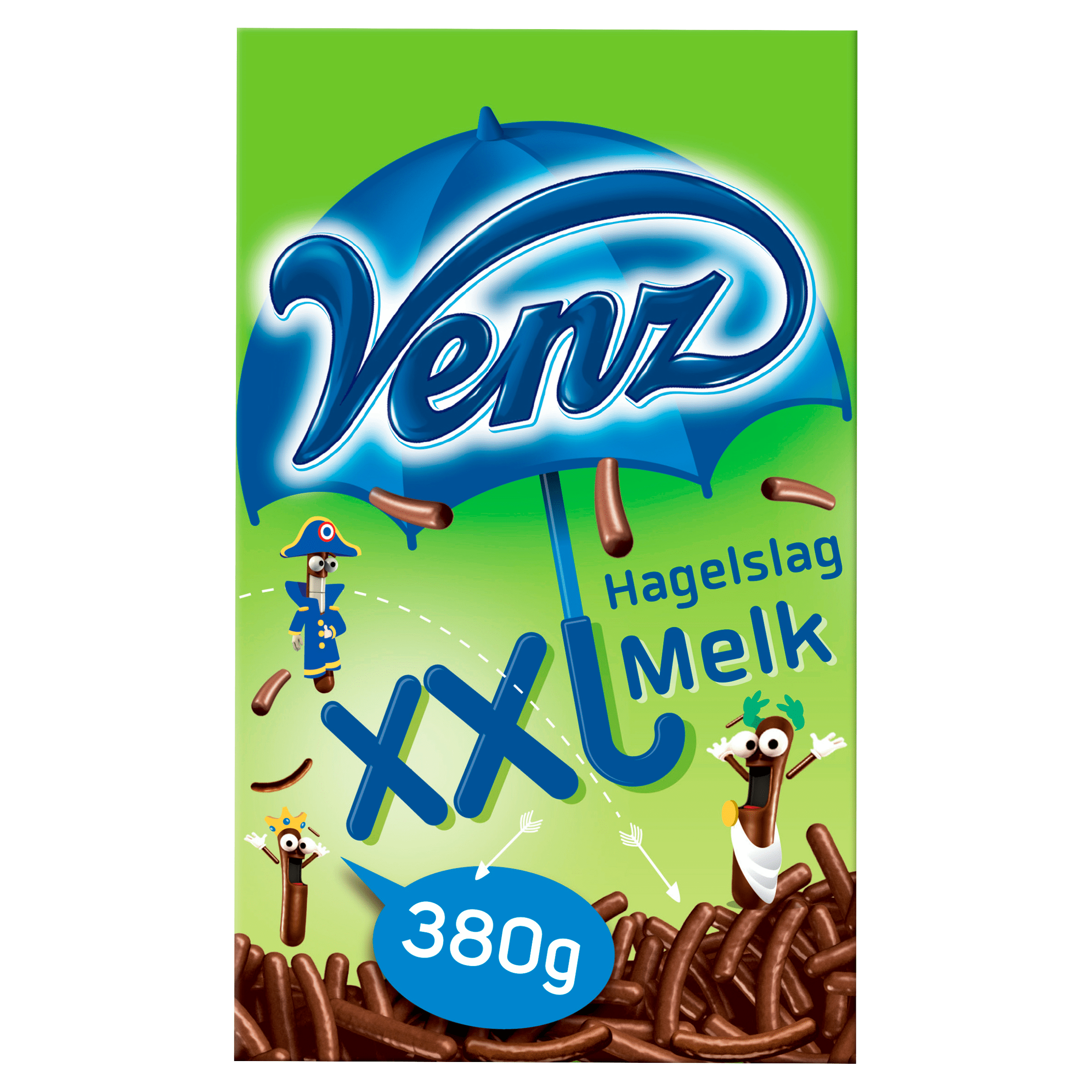 Venz Chocoladehagelslag XXL melk Doos 380 g