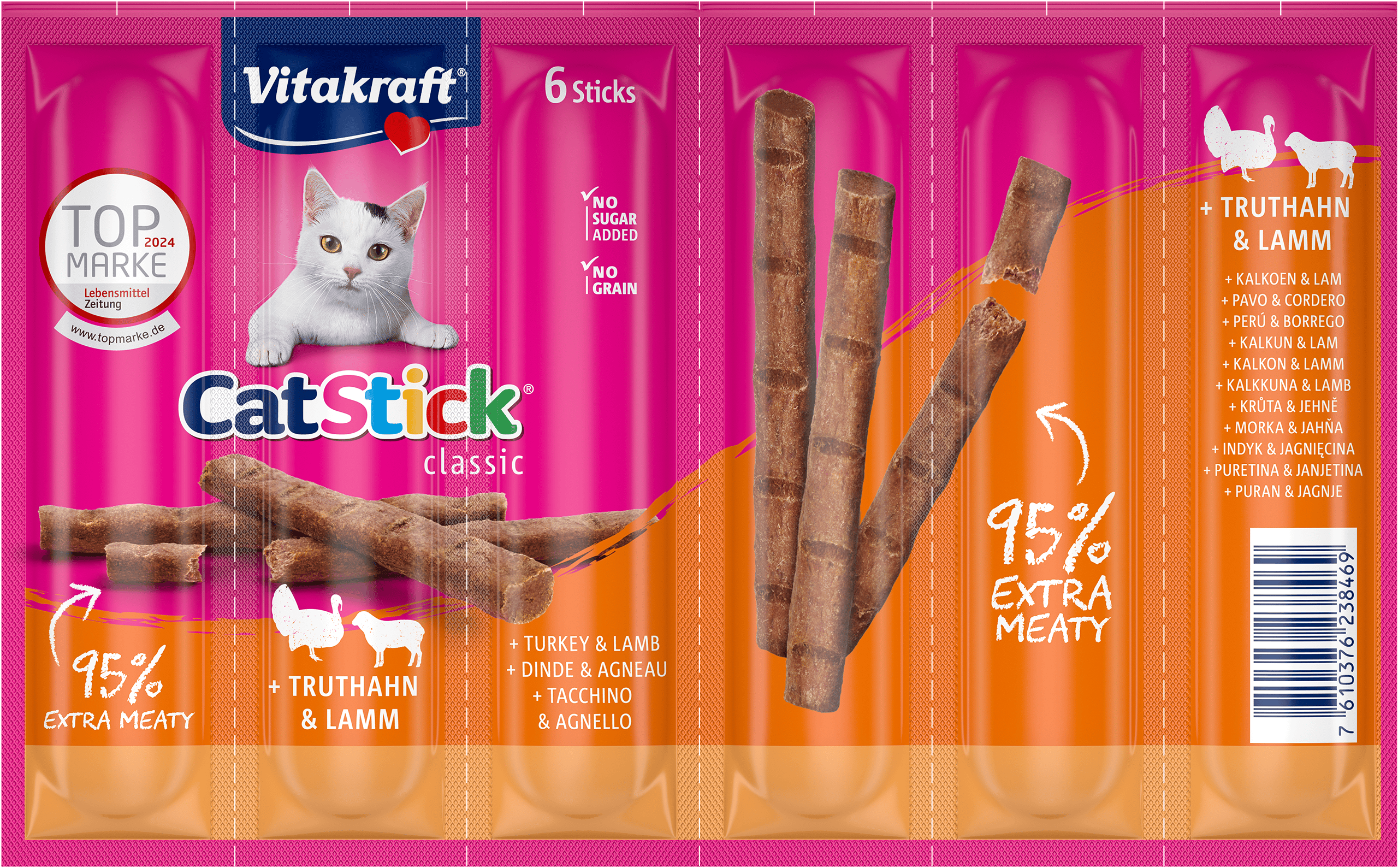 Vitakraft catstick kalkoen en lam Blister 6 st