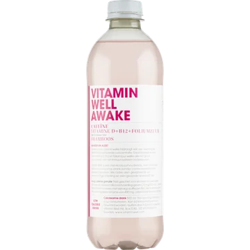 Vitamin Well Awake Cafeïne Vitamine D + B12 + Foliumzuur met de Smaak van Framboos 500 ml