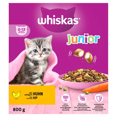 Whiskas Junior Kattenbrokken Kip doos 800 g