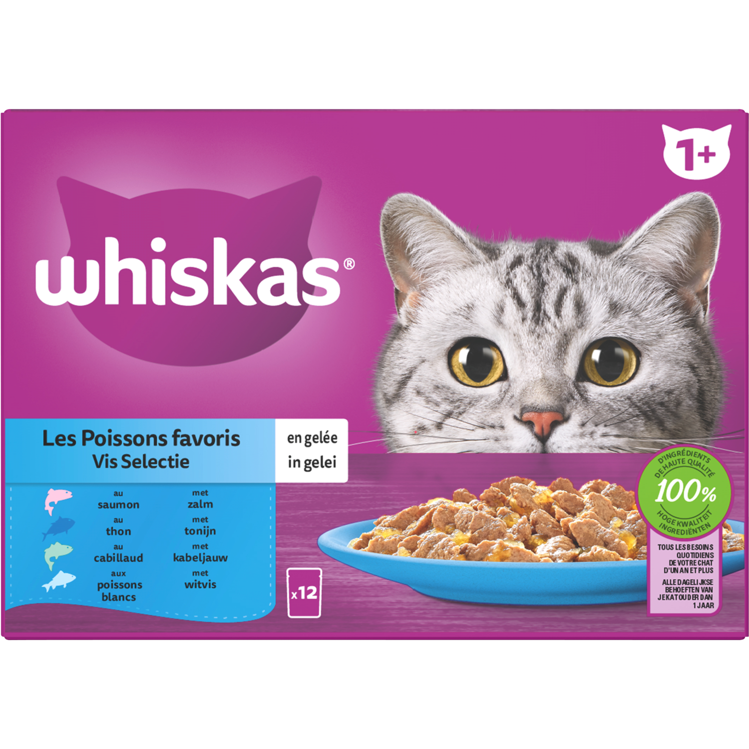 Whiskas 1+ - Kattenvoer - Vis - gelei