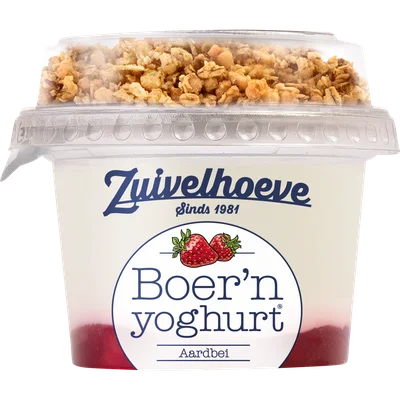 Zuivelhoeve Boern yoghurt muesli aardbei