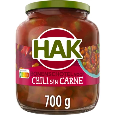 Hak Bonenschotel voor chili sin carne