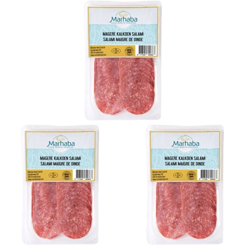 Marhaba Magere kalkoen salami 3-pack