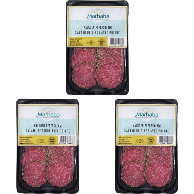 Marhaba Kalkoen pepersalami 3-pack