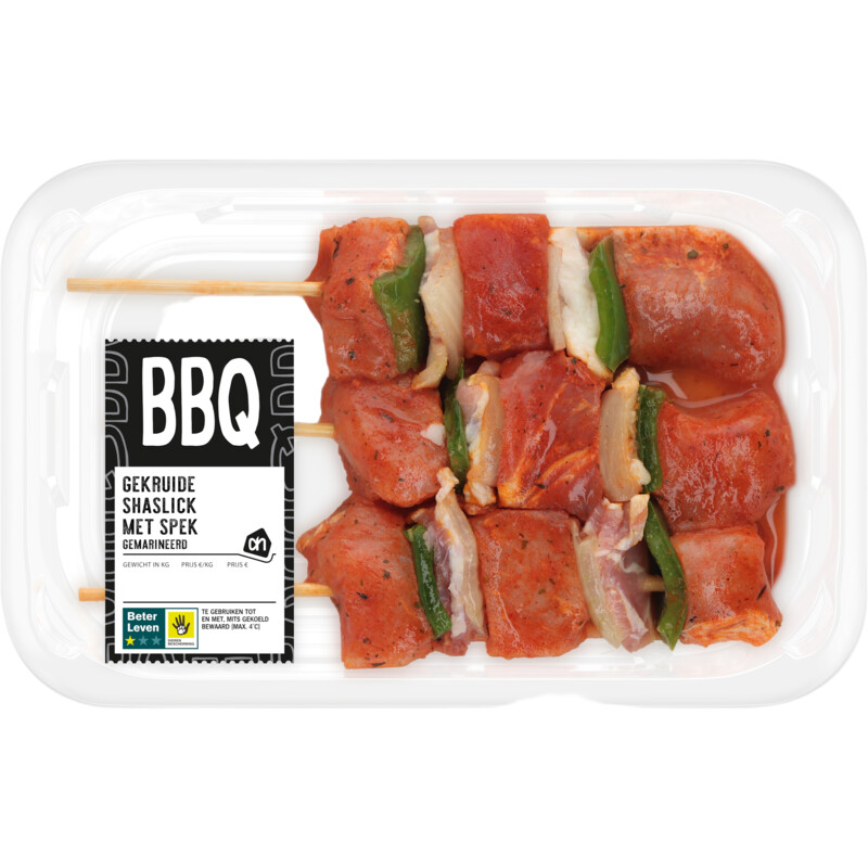 AH BBQ gekruide shaslick met spek