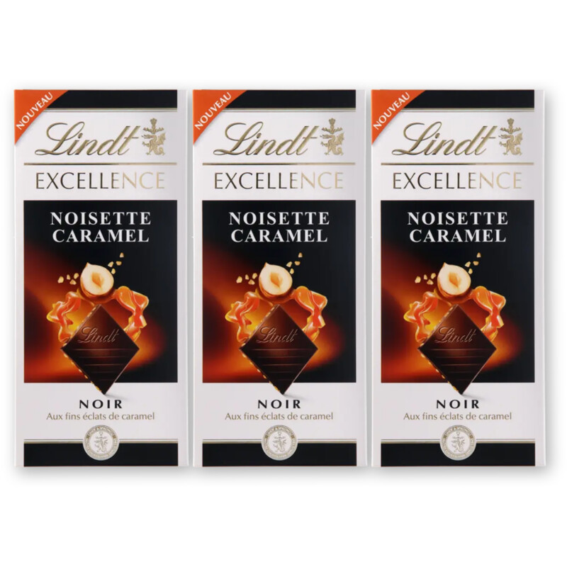 Lindt Excellence karamel hazelnoot puur 3-pack