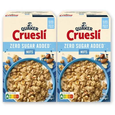 Quaker Cruesli zero sugar added nuts 2-pack