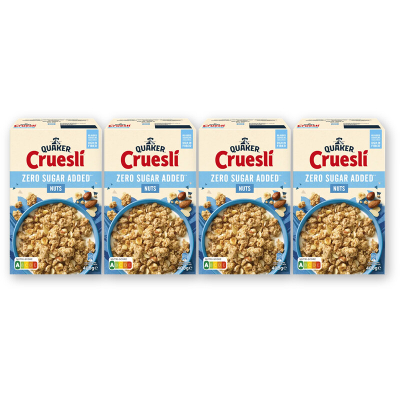 Quaker Cruesli zero sugar added nuts 4-pack
