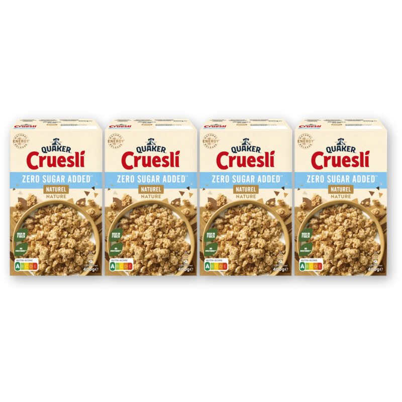 Quaker Cruesli zero sugar added naturel 4-pack