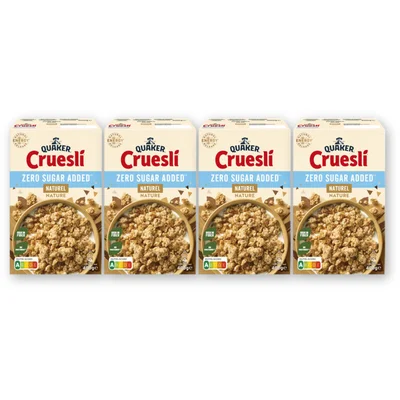 Quaker Cruesli zero sugar added naturel 4-pack