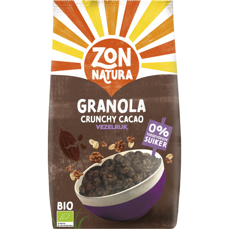 Zonnatura Granola crunchy cacao vezelrijk