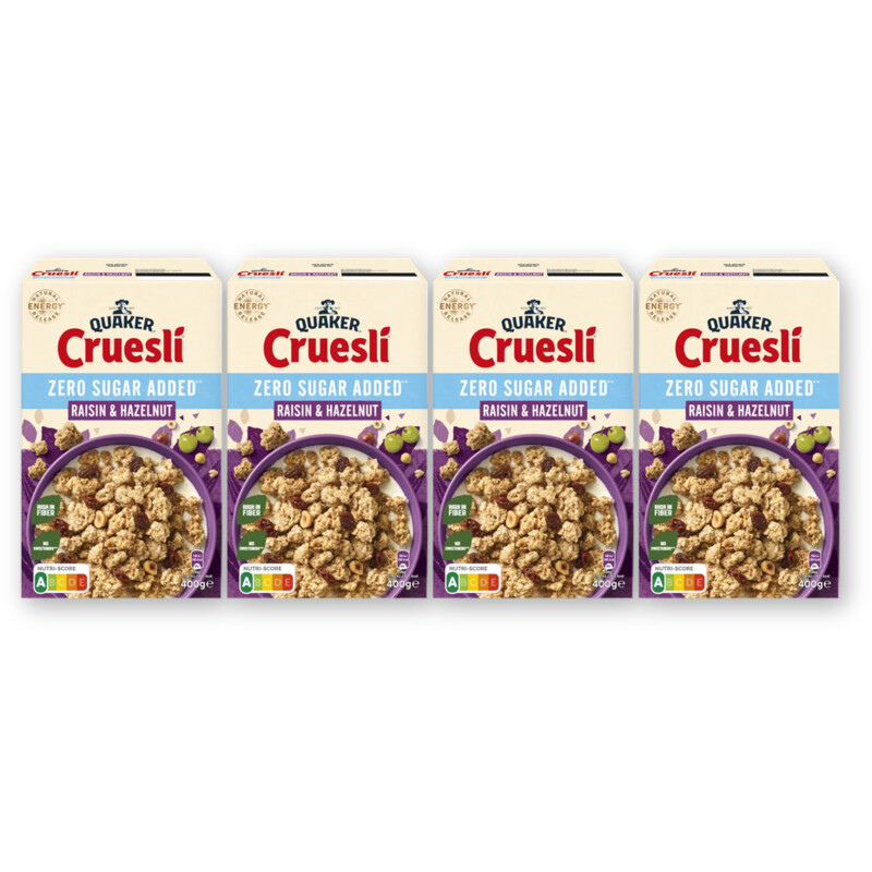 Quaker Cruesli raisin hazelnut zsa 4-pack