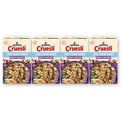 Quaker Cruesli raisin hazelnut zsa 4-pack